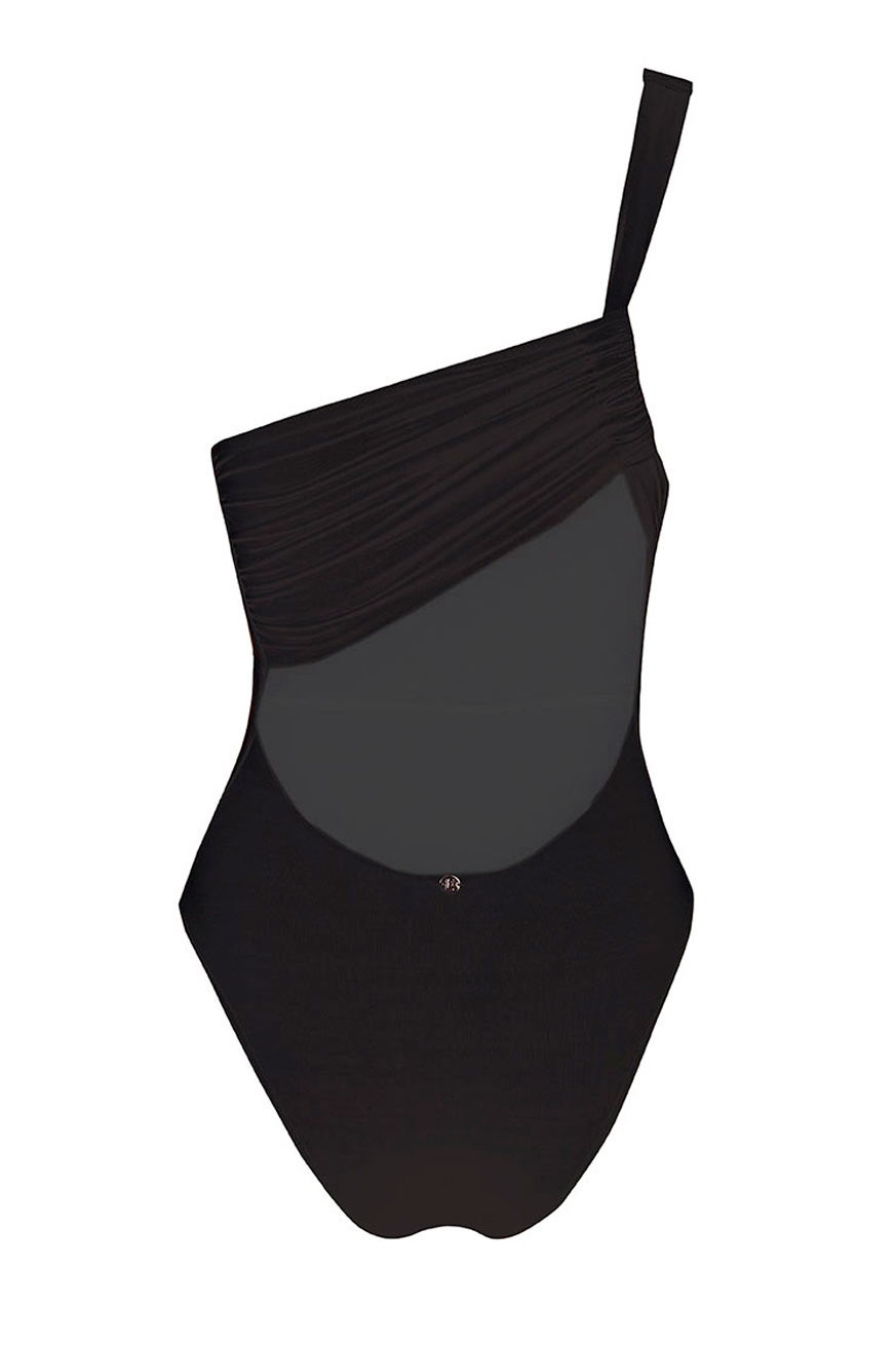 Bañador One Shoulder Negro Espalda