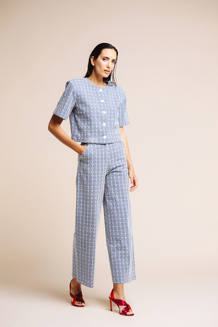 CONJUNTO LINO BORDADO AZUL LARGO 3
