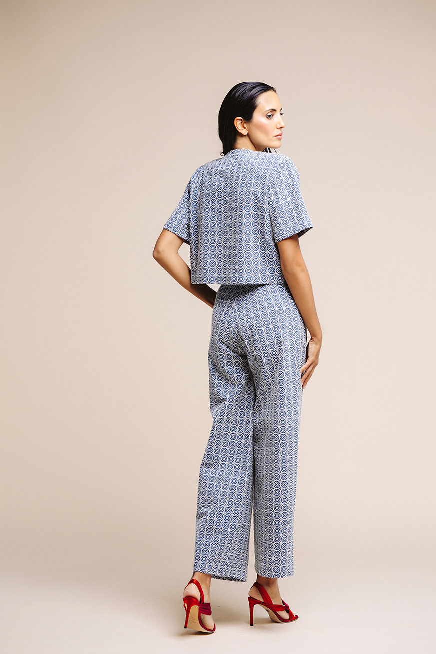 CONJUNTO LINO BORDADO AZUL LARGO