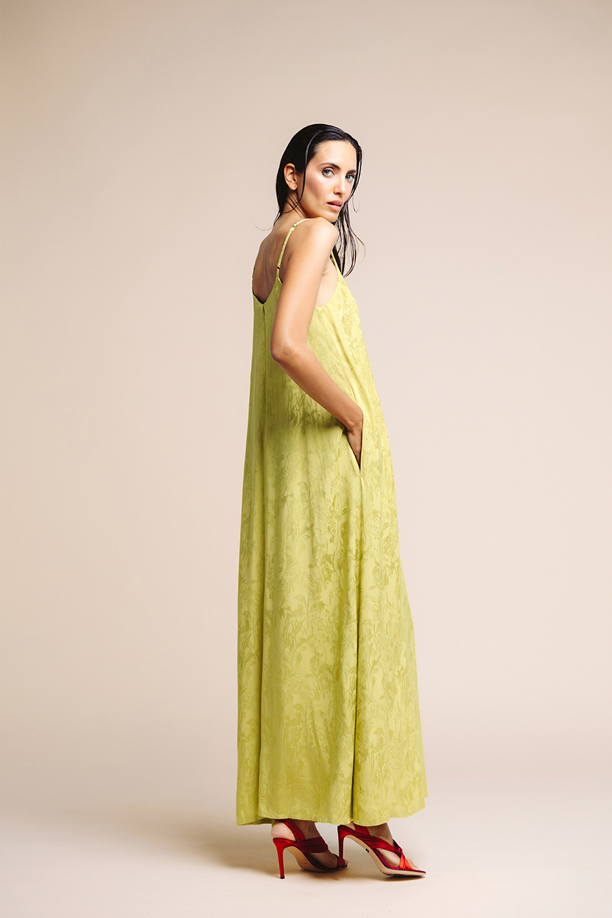 vestido verde lima